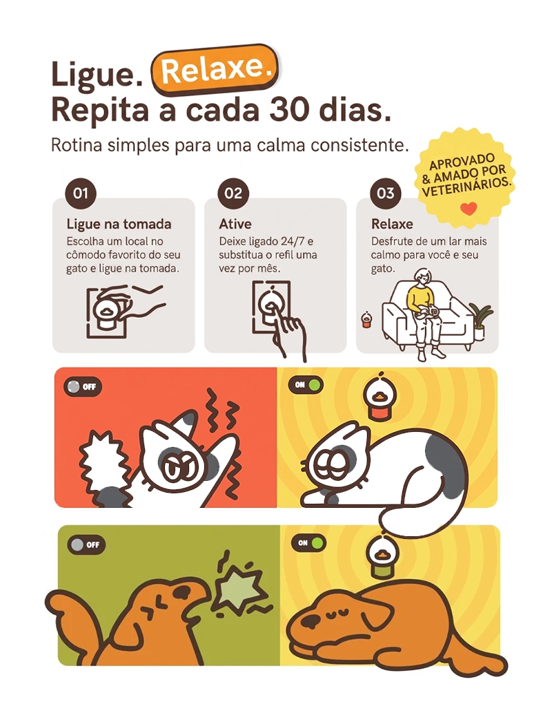 Ligue o difusor Calmô na tomada e deixe agir